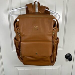 Miss Fong Brown Faux Leather Backpack Purse – Gold Hardware